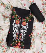 Black embroidered unstitched dress material