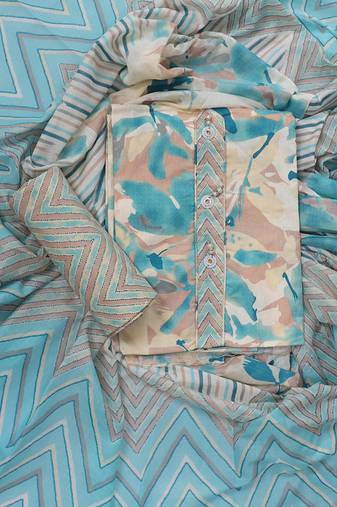 Blue dyed unstitched dress material