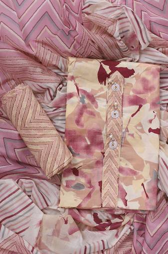 Peach dyed unstitched dress material