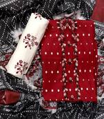 Maroon embroidered unstitched dress material