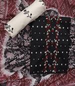 Black embroidered unstitched dress material