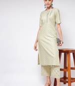 Pannkh womens festive foil printed straight-fit kurta