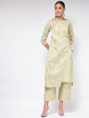 Pannkh womens festive foil printed angarkha style kurta 1