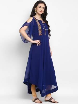 Pannkh women's  embroidered sheer asymmetric kurta 2