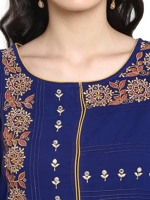 Pannkh women's  embroidered sheer asymmetric kurta 4