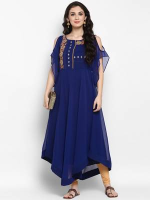 Pannkh women's  embroidered sheer asymmetric kurta 1