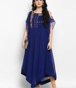 Pannkh women's  embroidered sheer asymmetric kurta