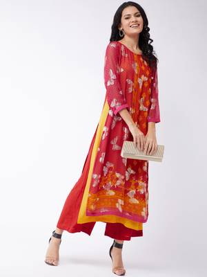 Pannkh women's lurex embellished sindoor kurta 5