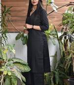 Rayon solid v neck kurti with pant