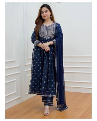 Ink Blue Casual Salwar Kameez for Women 1