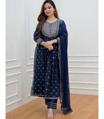 Ink Blue Casual Salwar Kameez for Women