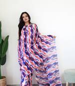 Multicolor gown style ready to wear georgette saree free size upto 42