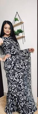 black gown style ready to wear georgette saree free size upto 44 2