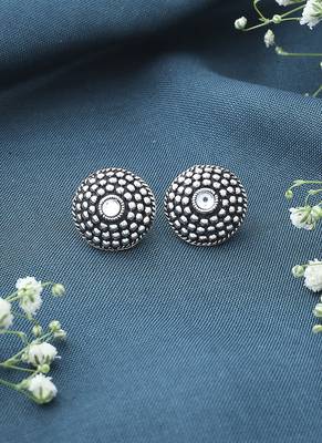 Silver Oxidised and Pearl Wedding Earrings 1