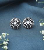 Silver Oxidised and Pearl Wedding Earrings