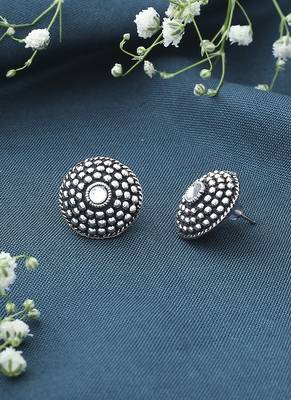 Silver Oxidised and Pearl Wedding Earrings 2