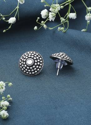 Silver Oxidised and Pearl Wedding Earrings 3