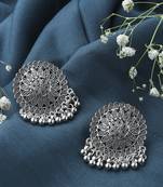 Oxidised Earring With Hanging Beads