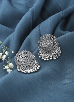 Oxidised Earring With Hanging Beads 2
