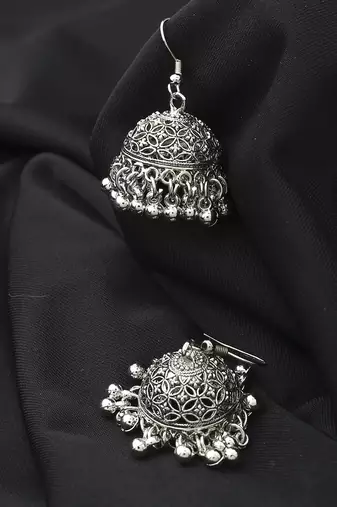 Long Silver Jhumki