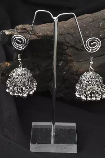 Long Silver Jhumki