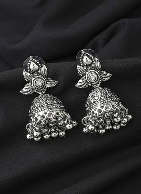 Leaf Shaped Oxidised Small Earrings 1