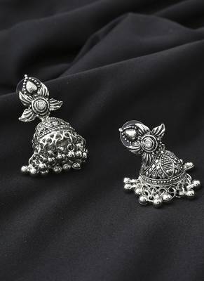 Leaf Shaped Oxidised Small Earrings 3