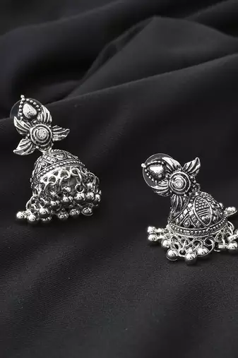 Leaf Shaped Oxidised Small Earrings