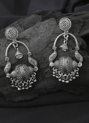 Long Intricate Designed Oxidised Earrings 2