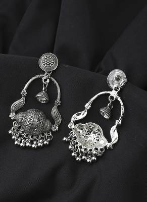 Long Intricate Designed Oxidised Earrings 3