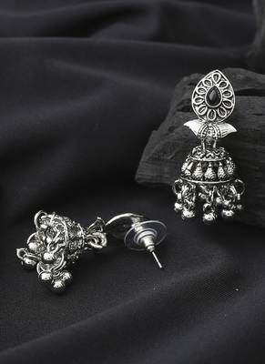 Pear Shaped Earrings With Black Bead 3