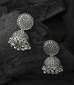 Oxidised Silver Round Jhumkas