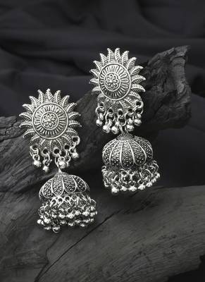 Sunburn Silver Oxidised Jhumkas 1