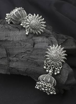 Sunburn Silver Oxidised Jhumkas 3