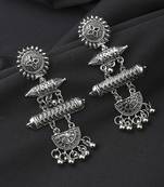 Long Oxidised Silver Alloy Earrings