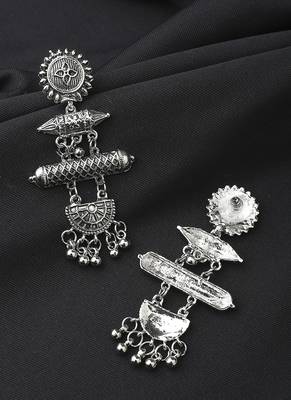 Long Oxidised Silver Alloy Earrings 3