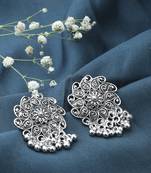Oxidised Silver Floral Earrings