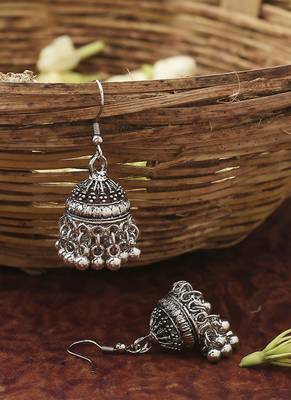 Oxidised Silver Small Jhumki 3