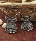 Silver Round Hoops With Hanging Beads