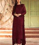 Maroon georgette silk pakistani salwar suit with dupatta