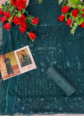 Green georgette silk pakistani salwar suit with dupatta 3