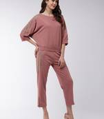 Zima leto women's co-ord set solid loose top and pant set with shimmer details