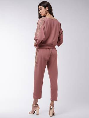Zima leto women's co-ord set solid loose top and pant set with shimmer details 2