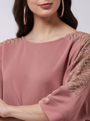 Zima leto women's co-ord set solid loose top and pant set with shimmer details 3