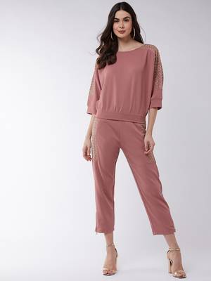 Zima leto women's co-ord set solid loose top and pant set with shimmer details 4