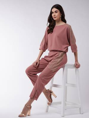 Zima leto women's co-ord set solid loose top and pant set with shimmer details 5