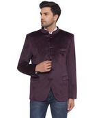 velvet jodhpuri bandhgala blazer for men (wine)