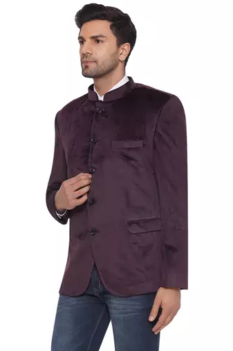 velvet jodhpuri bandhgala blazer for men (wine)