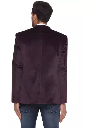velvet jodhpuri bandhgala blazer for men (wine)