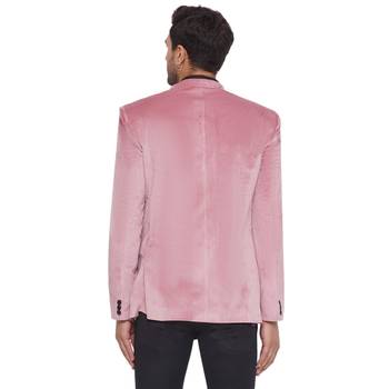 velvet jodhpuri bandhgala blazer for men (pink) 4